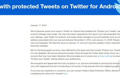 Alert twitter data leak