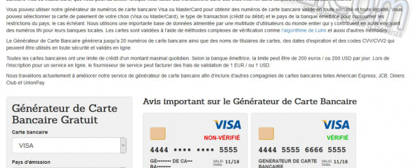 Générateur de cartes bancaires gratuit